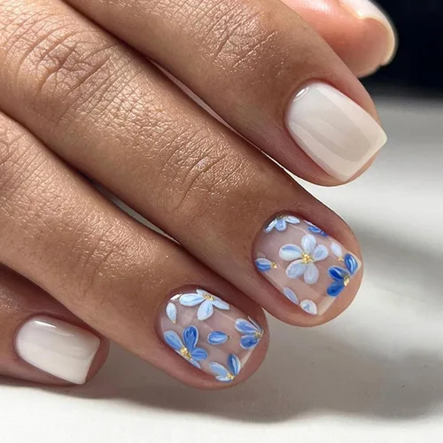 Vista 12 de Uñas postizas a presión de almendra, uñas postizas medianas con diseños de estampado francés de lámina dorada 3D, pegamento dorado Starlight en uñas