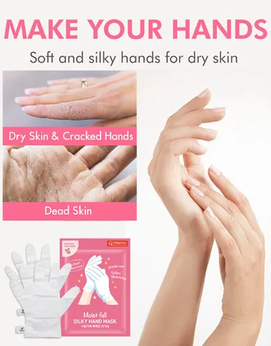 Vista 4 de DERMAL Moistfull - Juego de 6 calcetines sedosos para pies y guantes de mano, para pies y manos secos, tratamiento de spa en casa, probado por