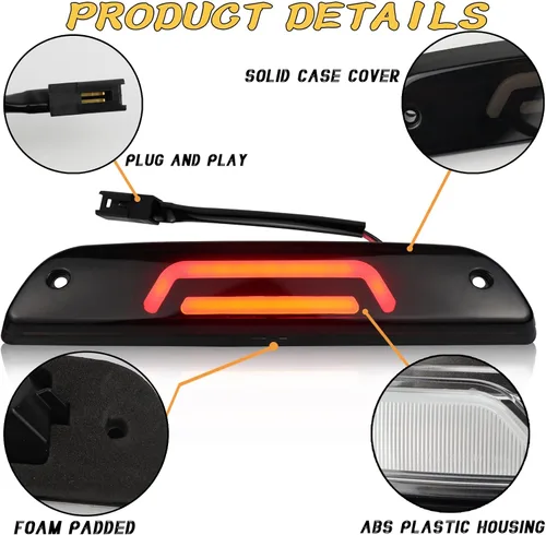 Vista 4 de Luces de freno LED de montaje alto, tercera luz de freno compatibles con Toyota Tacoma Truck 1995-2015 luz trasera LED de freno barra de luz trasera