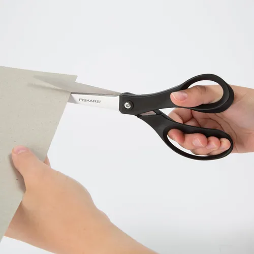Vista 2 de Fiskars - Tijeras multiusos de acero inoxidable reciclado de 8 pulgadas, color gris Tijeras artesanales con asas ergonómicas, tijeras
