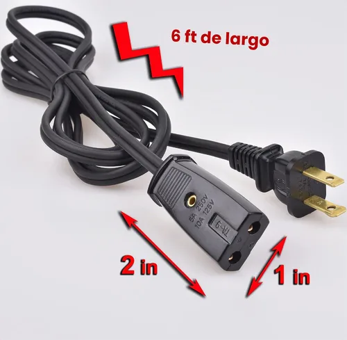 Vista 3 de Cable de alimentación de 6 pies para cafetera adecuado para urna de café West Bend 58002 58036 – Nuevo cable eléctrico de 2 pines – Cable eléctrico