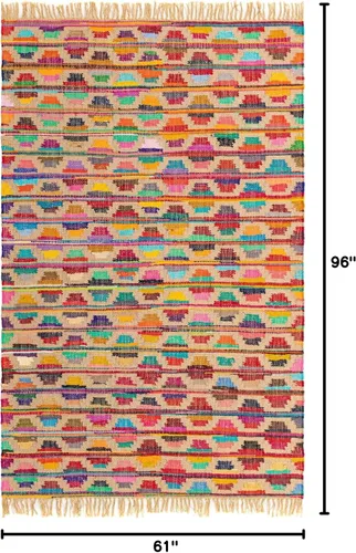 Vista 2 de Unique Loom Chindi Trellis Collection Southwestern, geométrico, moderno, colores brillantes (5 pies x 8 pies, rectangular, multicolor y beige)