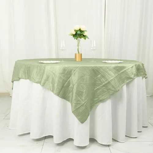 Vista 17 de Tableclothsfactory Mantel cuadrado de tafetán arrugado de acordeón beige de 72 x 72 pulgadas