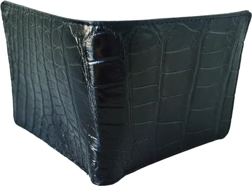 Vista 4 de Billetera de cuero plegable para hombre, Negro