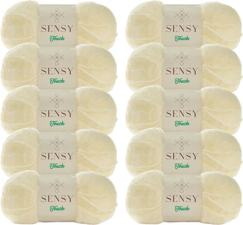 Vista 15 de Sensy Touch - Ovillo de lana, 3.5 onzas, 268 yardas, calibre 3 claro (blanco)