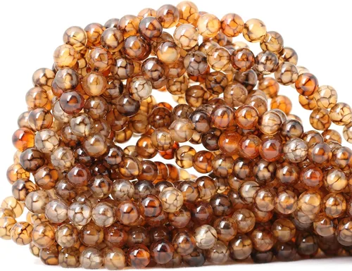 Vista 49 de Cuentas redondas sueltas de ágata estilo antiguo vena de dragón de 6mm, cuentas para diseño de joyas, 60 cuentas Ágata de vena de dragón