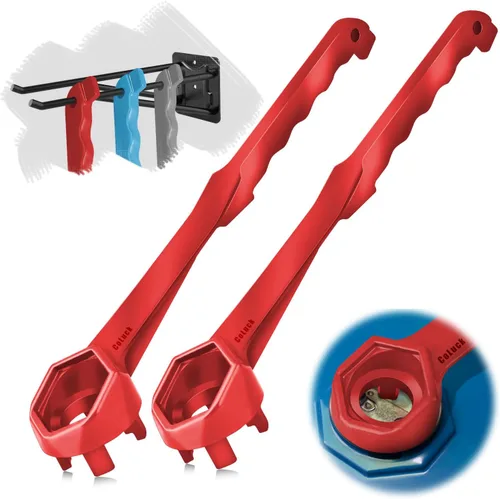 Vista 9 de Llave Bung, llave de tambor 3 en 1 actualizada, herramienta de abridor de barril de aluminio para abrir tambor de 10, 15, 20, 30, 55 galones, se