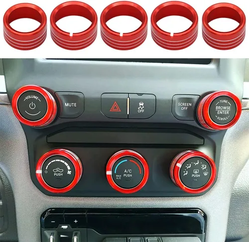 Vista 9 de Cubierta de perilla de radio de CA compatible con Dodge Ram 2019 2020 2021 aire acondicionado control de clima automático, interruptor