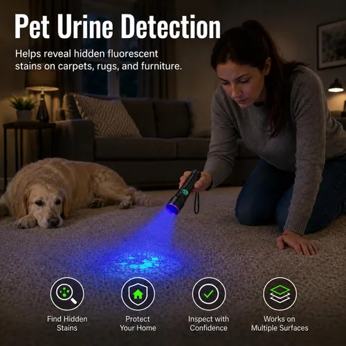 Vista 3 de luz negra de la linterna ULTRAVIOLETA de 365nm recargable para la detección