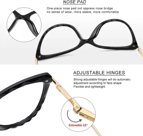 Vista 4 de WOWSUN Montura de lentes de ojo de gato de cristal sexy para mujer, sin receta, marco de anteojos falsos con lente transparente