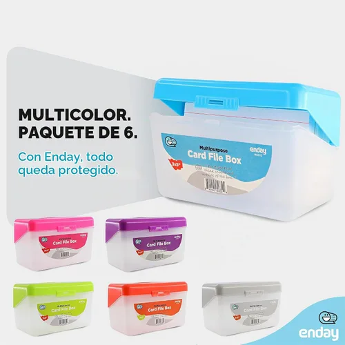 Vista 4 de Enday Caja de tarjeta de índice azul 3x5, organizador de tarjetas de índice, soporte para tarjetas flash, capacidad para 250 tarjetas.