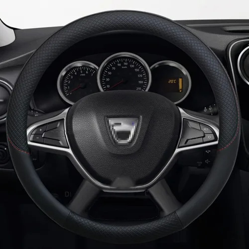 Vista 2 de Para Dacia Sandero Stepway Crossover, para Renault Sandero, cubierta de volante de coche de cuero PU Accesorios para automóviles