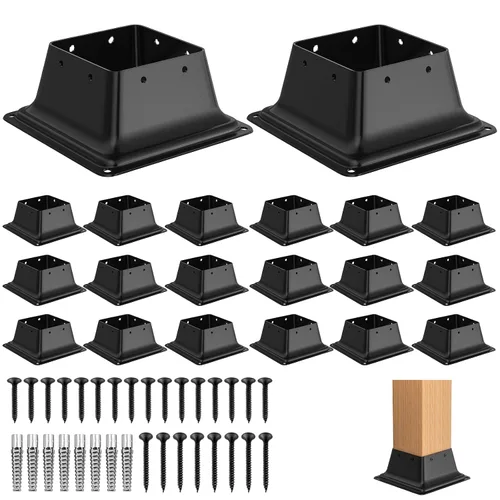 Vista 13 de FMhotu 4x4 Base de poste 2 piezas, soporte de poste de acero recubierto en polvo resistente de 3.6"x3.6" interno, adecuado para poste de madera