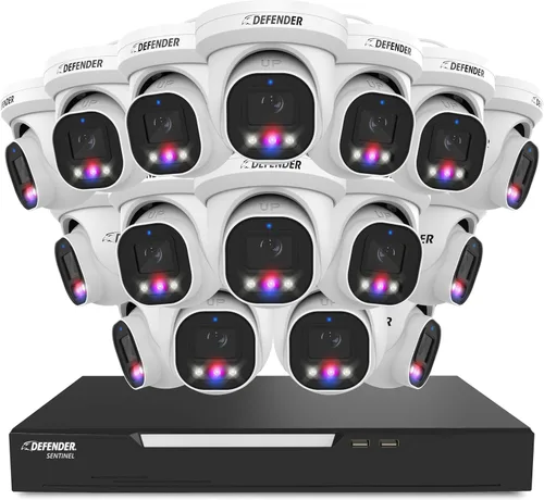 Vista 8 de Defender Sistema de cámara de seguridad Sentinel Pro Turret 8CH NVR PoE, 4 cámaras de torreta de metal, gran angular de 109°, clasificación IP66
