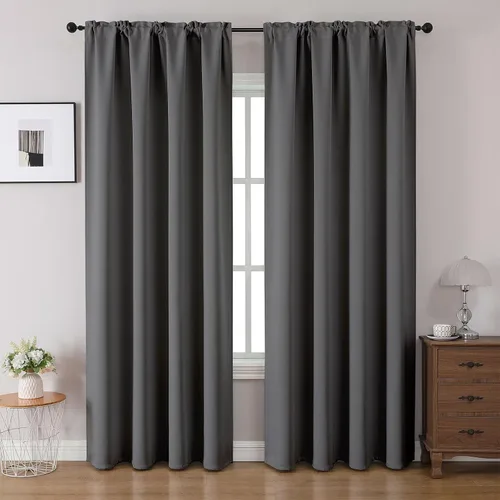 Vista 25 de CUCRAF Cortinas opacas de 45 pulgadas de largo, juego de 2 paneles para dormitorio, bolsillo para cortinero, cortinas de oscurecimiento
