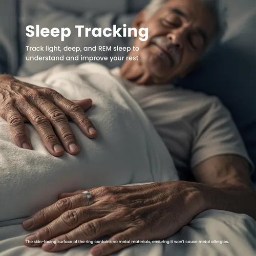 Vista 6 de Smart Health Ring - Rastreador de salud del sueño para mujeres y hombres con frecuencia cardíaca, oxígeno en sangre, monitor de sueño, pasos