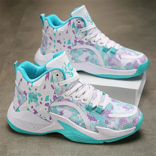 Vista 2 de DAYUMKOU Zapatos de baloncesto para hombres y mujeres, transpirables, zapatos de voleibol, antideslizantes, para exteriores, a la moda, tenis