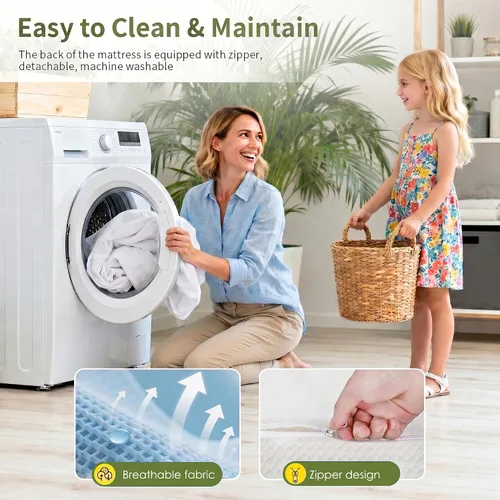 Vista 7 de Colchón Tamaño Twin, Colchón de Espuma Viscoelástica con Gel de 6 Pulgadas para Noches de Sueño Fresco y Alivio de Presión, Colchón de Firmeza Media