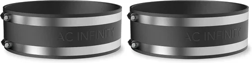 Vista 10 de Abrazadera de reducción de ruido AC Infinity de 4 pulgadas, acoplador de conducto. Stainless Steel Clamps, Flexible Rubber Coupling for Inline