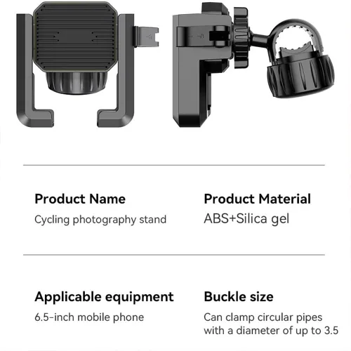 Vista 5 de Soporte para teléfono de motocicleta - [compatible con cámara] [1s Lock] Soporte para teléfono de bicicleta Abrazadera de manillar, clip de teléfono