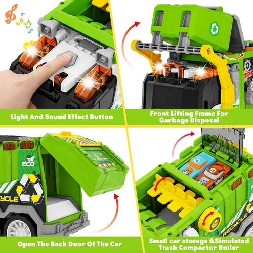 Vista 3 de Camiones desmontables juguetes con taladro eléctrico, juego de juguetes de camión eléctrico de ciudad limpia, juguetes educativos ensamblados STEM