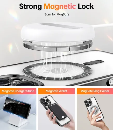 Vista 6 de Meifigno - Funda diseñada para el iPhone 16 Pro de 6.3", [Tarjeta de purpurina y correa para la muñeca] [Compatible con MagSafe]