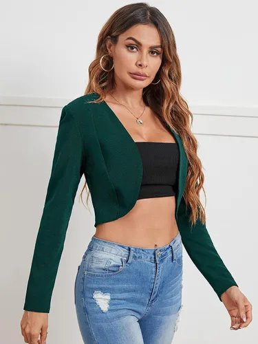 Vista 4 de Milumia Blazers casuales de negocios para mujer con frente abierto, chaqueta ligera para usar al aire libre