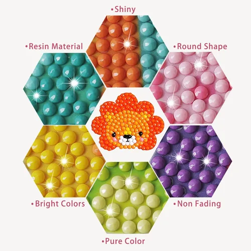 Vista 7 de sinceroduct Kits de calcomanías de diamantes de animales 5D DIY para niños y niñas principiantes