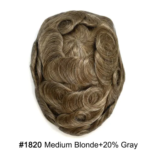 Vista 239 de Toupee para hombre 100% cabello humano real tupé para hombres 0.004 in piel de poliuretano para hombre, sistema de reemplazo de piezas de pelo