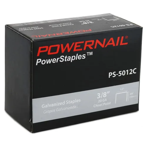 Vista 2 de Powernail PS5012C 20 calibre 1/2 pulgada corona 3/8 pulgadas longitud cincel punta grapas (caja de 100,000)