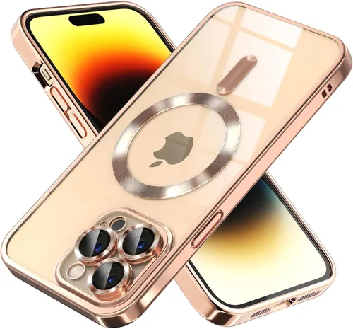 Vista 10 de Misea Funda magnética transparente para iPhone 14 Pro Max [compatible con MagSafe] [Nunca amarilla] [Protección contra caídas de grado militar] Negro