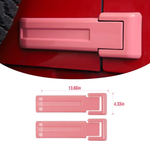 Vista 3 de Cubiertas de bisagras de compuerta trasera, accesorios de moldura para Jeep Wrangler JK JKU y Unlimited 2007-2018 (Rosa)