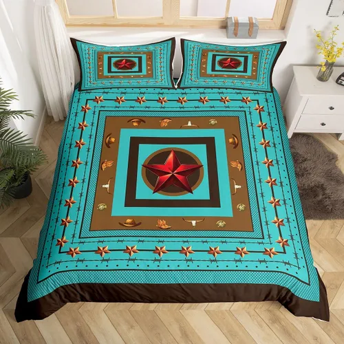 Vista 15 de Erosebridal Juego de ropa de cama de vaquero, funda de edredón de rodeo occidental, funda de edredón para cama de caballo para niños, adolescentes