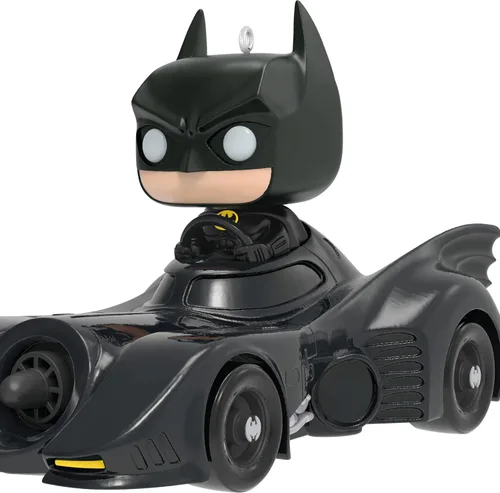 Vista 7 de Hallmark Keepsake Adorno de Navidad 2024, DC 1989 Batman en su Batmobile Funko POP!, regalos de superhéroes