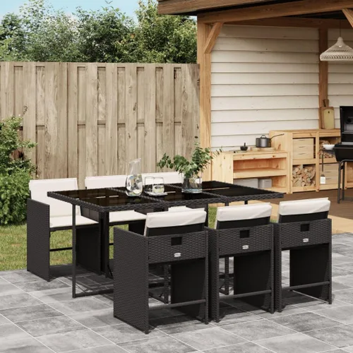 Vista 18 de Beige 5-Piece Outdoor Patio Dining Set with Foldable Chairs Cream Cushions Poly Rattan Furniture for Compact Storage Garden Backyard Balcony Use