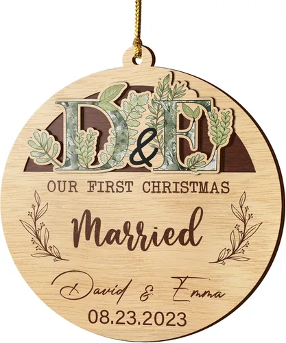 Vista 16 de V VIBEPY Impreso en todas partes, sin vidrio real, adornos personalizados para parejas, adornos de Navidad, adornos de 3.5 pulgadas, adornos de 2