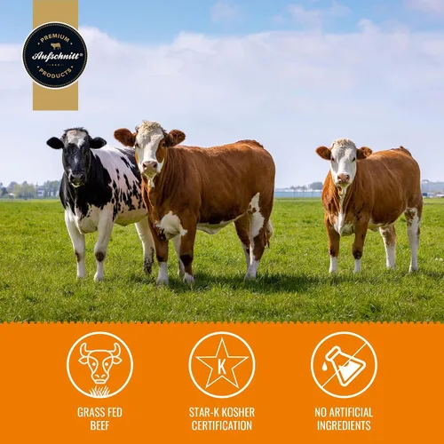 Vista 4 de Aufschnitt Meats - Tarro de carne seca de res alimentada con pasto, apto para Kosher y Keto, idea de regalo, tarro de 8 onzas, barbacoa