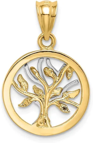 Vista 3 de Colgante de oro blanco y amarillo de 14 quilates con dos tonos de árbol de la vida