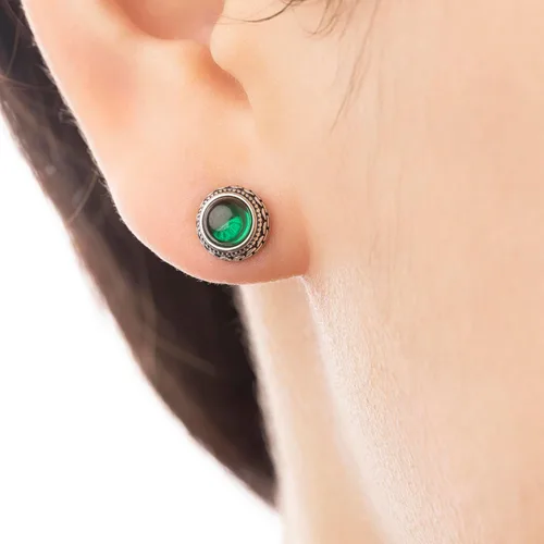 Vista 72 de Aretes de plata de ley con piedra natal de cristal real, joyería para mujer, moda occidental 925, envejecida, bohemia, hecha a mano, el mejor regalo