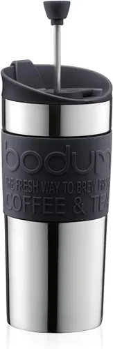 Vista 2 de BODUM Cafetera de prensa francesa de viaje, aspiradora, pequeña, 0,35 L - Negro