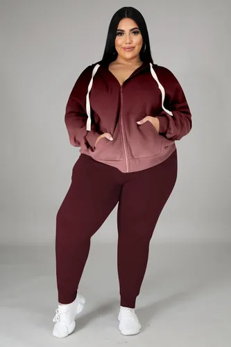 Vista 4 de Tycorwd Conjunto deportivo de dos piezas para mujer, talla grande, conjunto de sudadera de manga larga