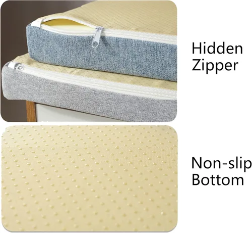 Vista 4 de Elegante cojín de banco de color sólido con lazos, cojín antideslizante para banco de interiores y exteriores, cojín de muebles de patio, cojín