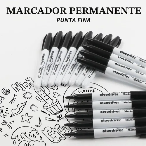 Vista 3 de cloudriver Marcadores permanentes negros de punta fina, 60 paquetes de marcadores permanentes a granel, secado rápido y resistentes a