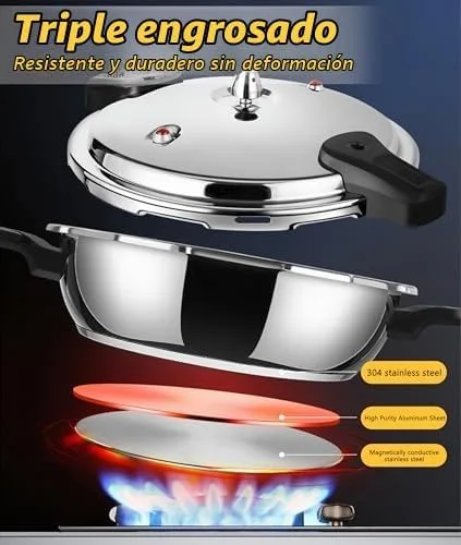 Vista 5 de VBESTLIFE Mini olla a presión de acero inoxidable de 1.8L con protección automática de detección de presión, 80KPA, mango doble, adecuada para todos