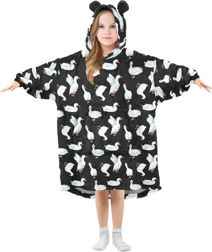 Vista 18 de Mantas portátiles para niños, súper suaves, cálidas y acogedoras, sudadera con capucha de gran tamaño, regalos para niños de 3 a 14 años, niñas