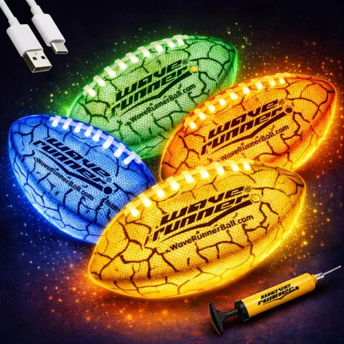 Vista 12 de Wave Runner Balón de fútbol LED impermeable que brilla en la oscuridad para niños, adolescentes y adultos - Fútbol iluminado incluye bomba