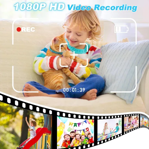 Vista 5 de Cámara para niños con impresión instantánea, video de 1080P, tarjeta SD de 32 GB, juguete para niños, regalos de cumpleaños de Pascua para niños