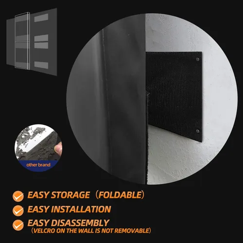 Vista 5 de Acolchados de Pared para Gimnasio Almohadilla de Protección de Pared para Cancha de Baloncesto - Colchoneta de Pared de Espuma Gruesa de 2" Negro