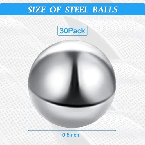 Vista 2 de Ripeng - Juego de 30 bolas de repuesto de 1/2 pulgada para canicas de acero para juegos de mesa Metal Marbles, Metal Balls, Replacement