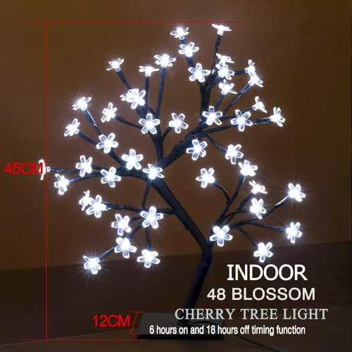 Vista 7 de Árbol de bonsái, luz artificial, luz LED, flor de cerezo, ramas ajustables, funciona con pilas para decoración de habitación y regalo (blanco)